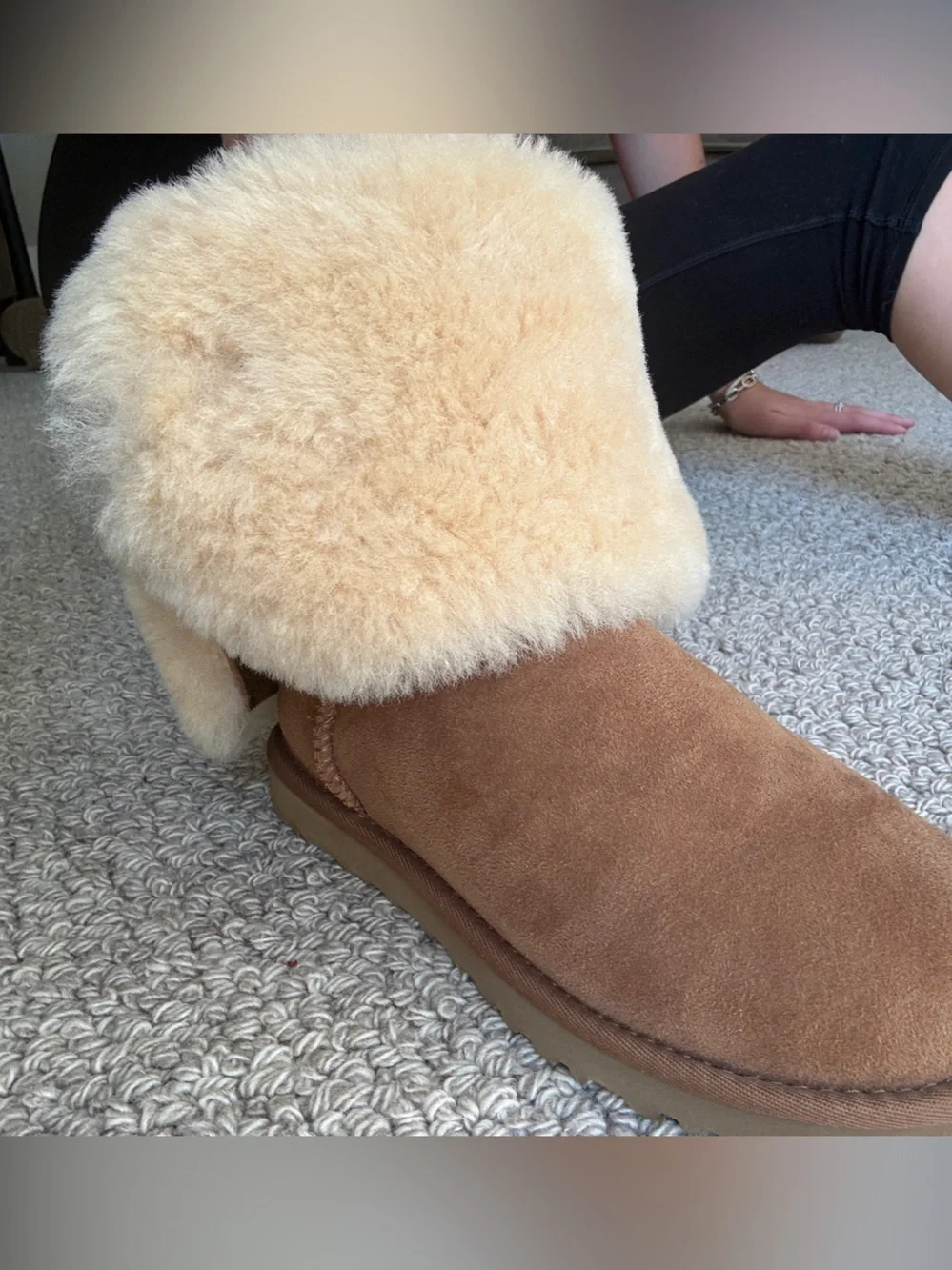 UGG Chestnut Button-Trim Shearling Mid-Calf Boots